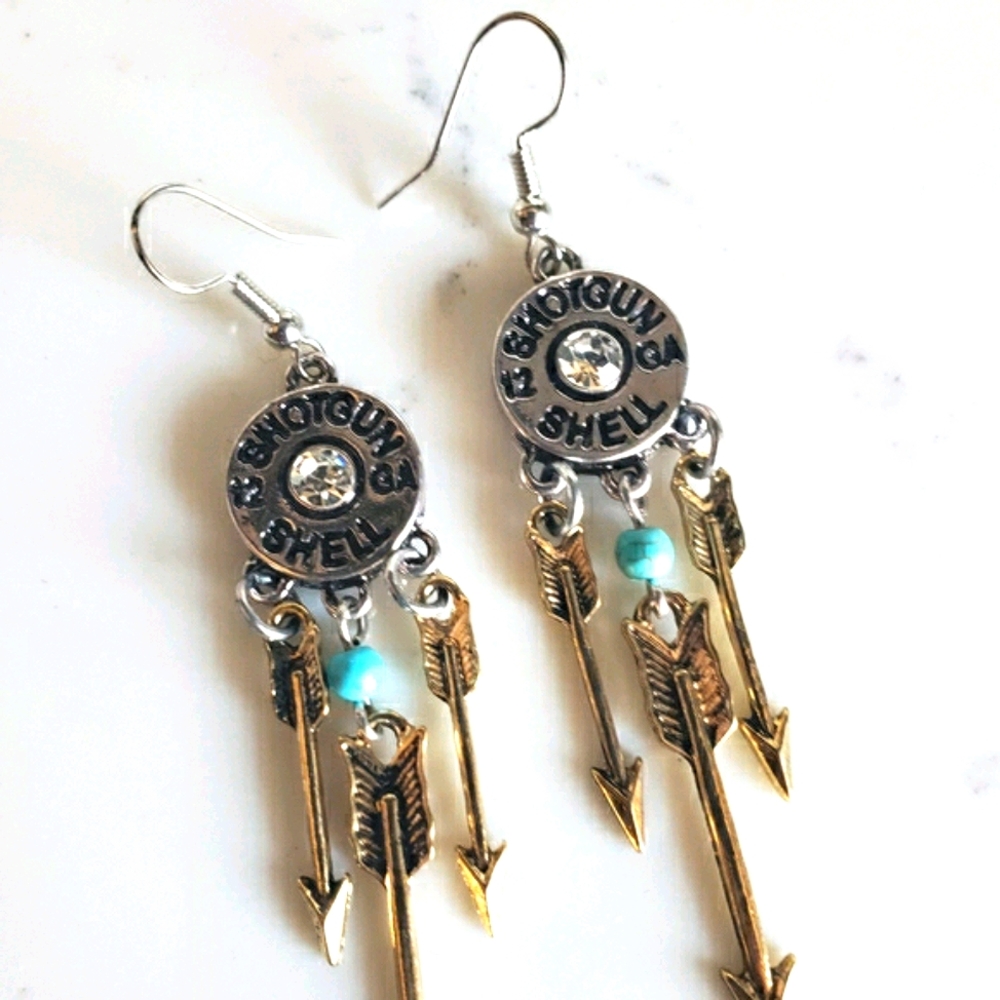 Limited Quantity Real SHOTGUN Shell Arrow Earrings - Picture 4 of 4
